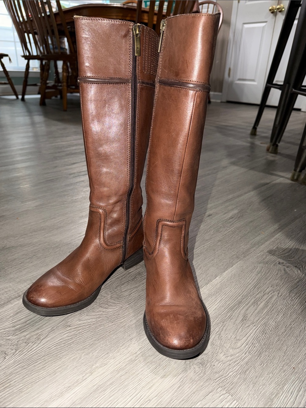 Bussola Trapani Tall Brown Leather Riding Boots Sz EU 38